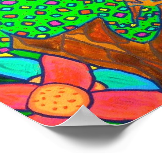 エキゾチックなツリーカエル熱帯雨林フォークアート ポスター (角)