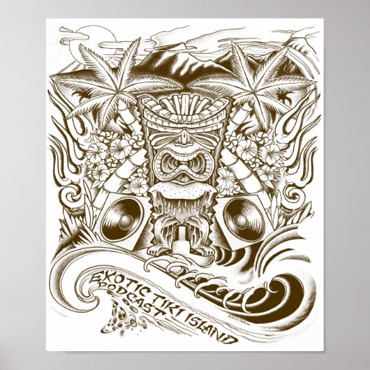 エキゾチックなティキアイランドポッドキャストポスター ポスター (正面)