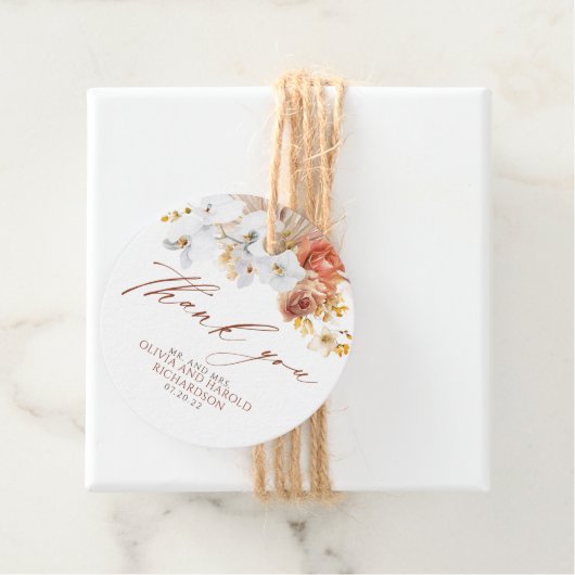 エキゾチックなテラコッタ フローラル エレガント ボヘミアンの感謝 フェイバータグ (インサイチュ)