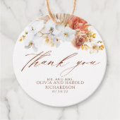 エキゾチックなテラコッタ フローラル エレガント ボヘミアンの感謝 フェイバータグ (正面)