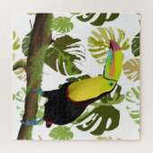 エキゾチックなトゥーカンとモンステラ離れの ジグソーパズル (横)