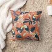 エキゾチックなトゥーカンジャングルシーン クッション (ブランケット)