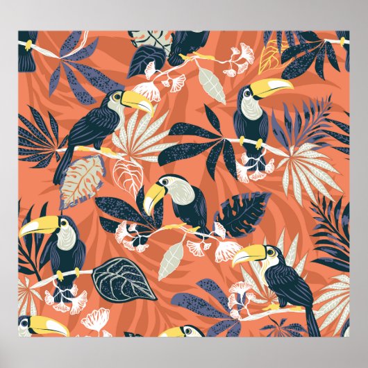 エキゾチックなトゥーカンジャングルシーン ポスター (正面)