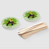 エキゾチックなトゥーカンデュオの名前と日付の緑 ハンドファン (組立なし)