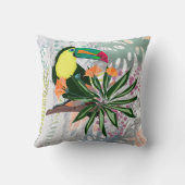 エキゾチックなトゥーカン熱帯鳥カラフルハワイ自然 クッション (裏面)