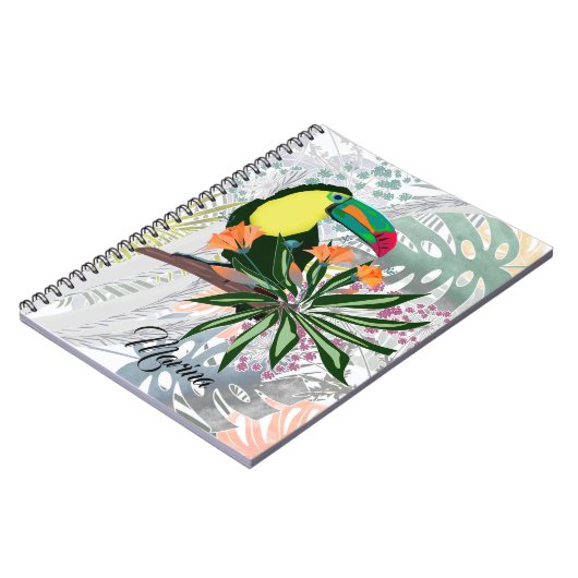 エキゾチックなトゥーカン熱帯鳥カラフルハワイ自然 ノートブック (左側)