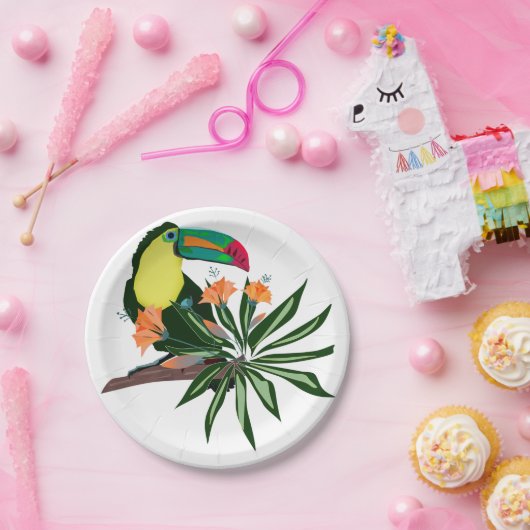 エキゾチックなトゥーカン熱帯鳥カラフルハワイ自然 ペーパープレート (パーティー)