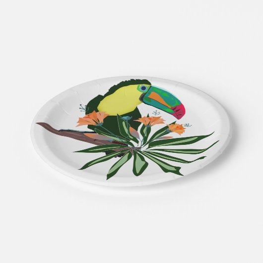 エキゾチックなトゥーカン熱帯鳥カラフルハワイ自然 ペーパープレート (アングル)