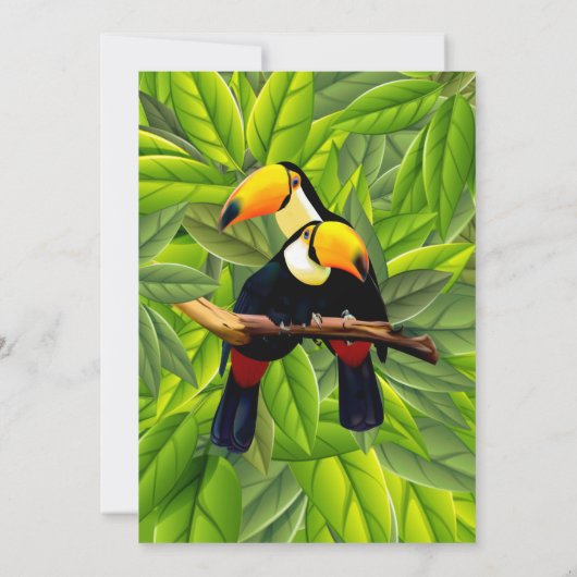 エキゾチックなトゥーカンw/ギフトレジストリブライダルシャワー 招待状 (裏面)