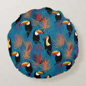 エキゾチックなトウカ鮮やかン枕熱帯鳥パターン ラウンドクッション (裏面)