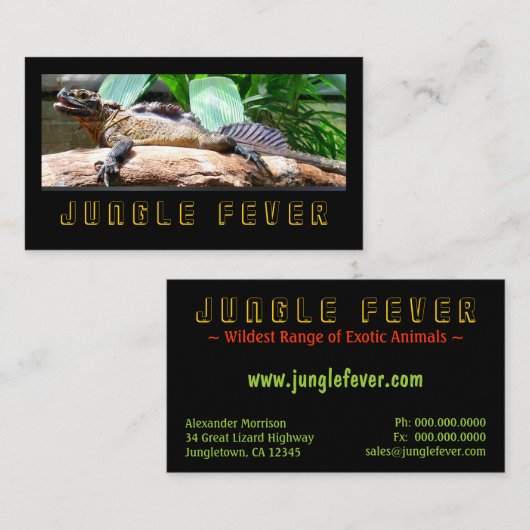 エキゾチックなトカゲ囲いペットストアの名刺 エンクロージャーカード (正面/裏面)