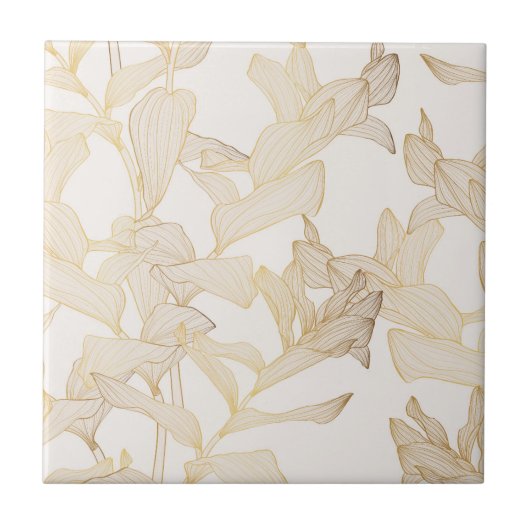 エキゾチックなトロピカルゴールデンラインイラストレーション。 タイル (正面)