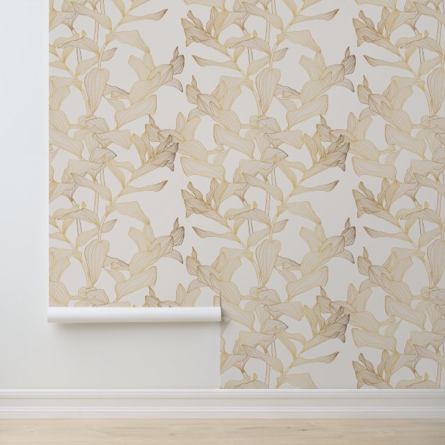 エキゾチックなトロピカルゴールデンラインイラストレーション。 壁紙 (アプリケーション)