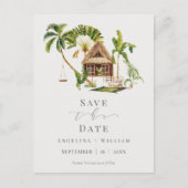 エキゾチックなトロピカルジャングルの結婚式の日付を保存 ポストカード (正面)
