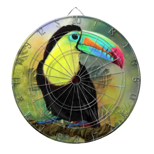 エキゾチックなトロピカルトコトカン絵画バード – Migned ダーツボード (正面)