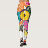 エキゾチックなトロピカルフルーツのダークバックグラウンド レギンス (裏面)