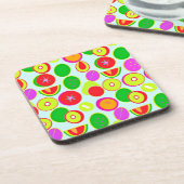 エキゾチックなトロピカルフルーツのパターン。買今 コースター (左側)