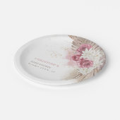 エキゾチックなトロピカルボホピンクローズベビーシャワー紙 ペーパープレート (アングル)