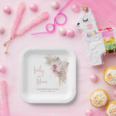 エキゾチックなトロピカルボホピンクローズベビーシャワー ペーパープレート (パーティー)