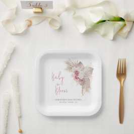 エキゾチックなトロピカルボホピンクローズベビーシャワー ペーパープレート