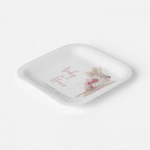 エキゾチックなトロピカルボホピンクローズベビーシャワー ペーパープレート (傾斜あり)