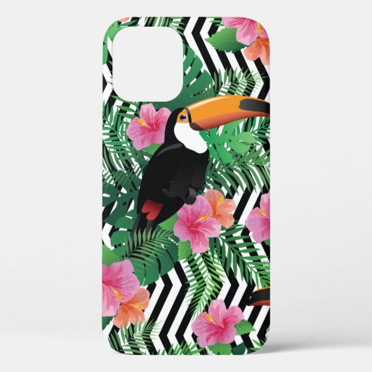 エキゾチックなハイビスカスの花がついたシームレスな模様 Case-Mate iPhoneケース (裏面)