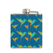 エキゾチックなハミングバーズパターンブルー フラスク (裏面)