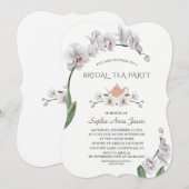 エキゾチックなハワイアン ホワイト オーキッド ブライダル ティーパーティー 招待状 (正面/裏面)