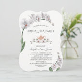 エキゾチックなハワイアン ホワイト オーキッド ブライダル ティーパーティー 招待状 (スタンド正面)