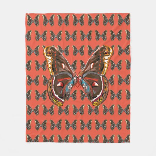 エキゾチックなバターフィアアートスケッチ フリースブランケット (正面)