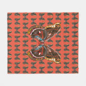 エキゾチックなバターフィアアートスケッチ フリースブランケット (正面(横))