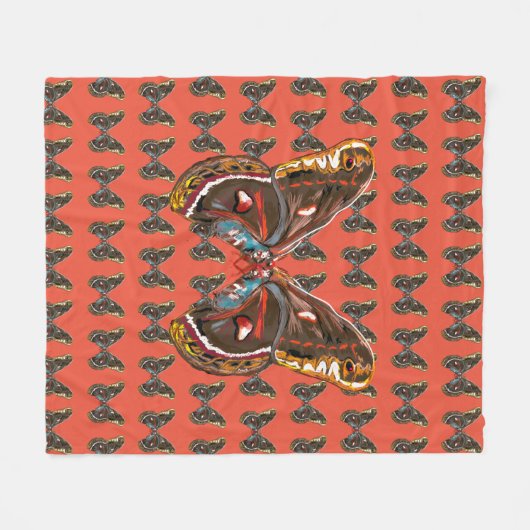 エキゾチックなバターフィアアートスケッチ フリースブランケット (正面(横))