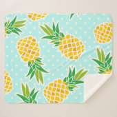 エキゾチックなパイナップル:青いポルカドットおもしろい。 シェルパブランケット (正面(横))