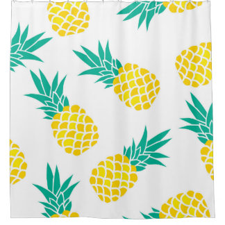 エキゾチックなパイナップル：黄色の喜び。 シャワーカーテン