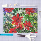 エキゾチックなパッシフローラフラワーズジャングルウォーターカラーパター 薄葉紙 (クラフト)