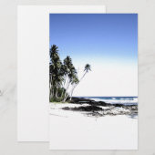 エキゾチックなパームツリーとパラダイスビーチ 便箋 (正面/裏面)