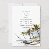 エキゾチックなパームツリーズハンモックくつろぎビーチ結婚式 招待状 (正面)