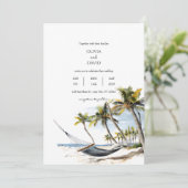 エキゾチックなパームツリーズハンモックくつろぎビーチ結婚式 招待状 (スタンド正面)