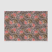 エキゾチックなヒョウ柄とピンクの花 薄葉紙 (正面)