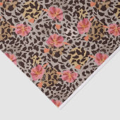 エキゾチックなヒョウ柄とピンクの花 薄葉紙 (詳細)