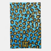 エキゾチックなヒョウ柄パーソナライズされたイニシャル キッチンタオル (縦)