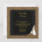 エキゾチックなヒョウ黒金ゴールドハイヒールシューズパーティー 招待状 (裏面)