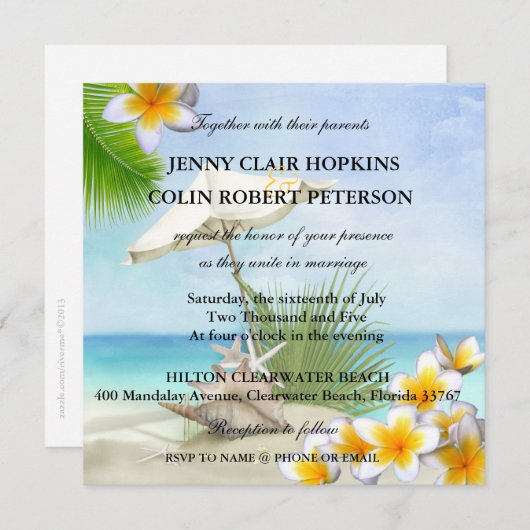 エキゾチックなビーチのカスタムの結婚式招待状 招待状 (正面/裏面)