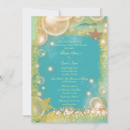 エキゾチックなビーチのテーマの結婚 招待状 (裏面)