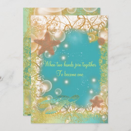 エキゾチックなビーチのテーマの結婚 招待状 (正面/裏面)