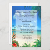 エキゾチックなビーチ結婚式の"フェイクな子牛皮紙"の招待状 招待状 (正面/裏面)