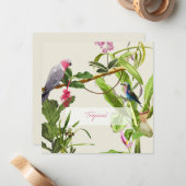 エキゾチックなピンクのオウムの熱帯イラストレーション ノートカード (正面/裏面インサイチュ)