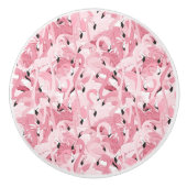 エキゾチックなピンクのフラミンゴの鳥の継ぎ目のないパターン セラミックノブ (正面)