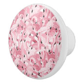 エキゾチックなピンクのフラミンゴの鳥の継ぎ目のないパターン セラミックノブ (右)