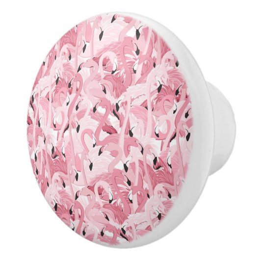 エキゾチックなピンクのフラミンゴの鳥の継ぎ目のないパターン セラミックノブ (右)
